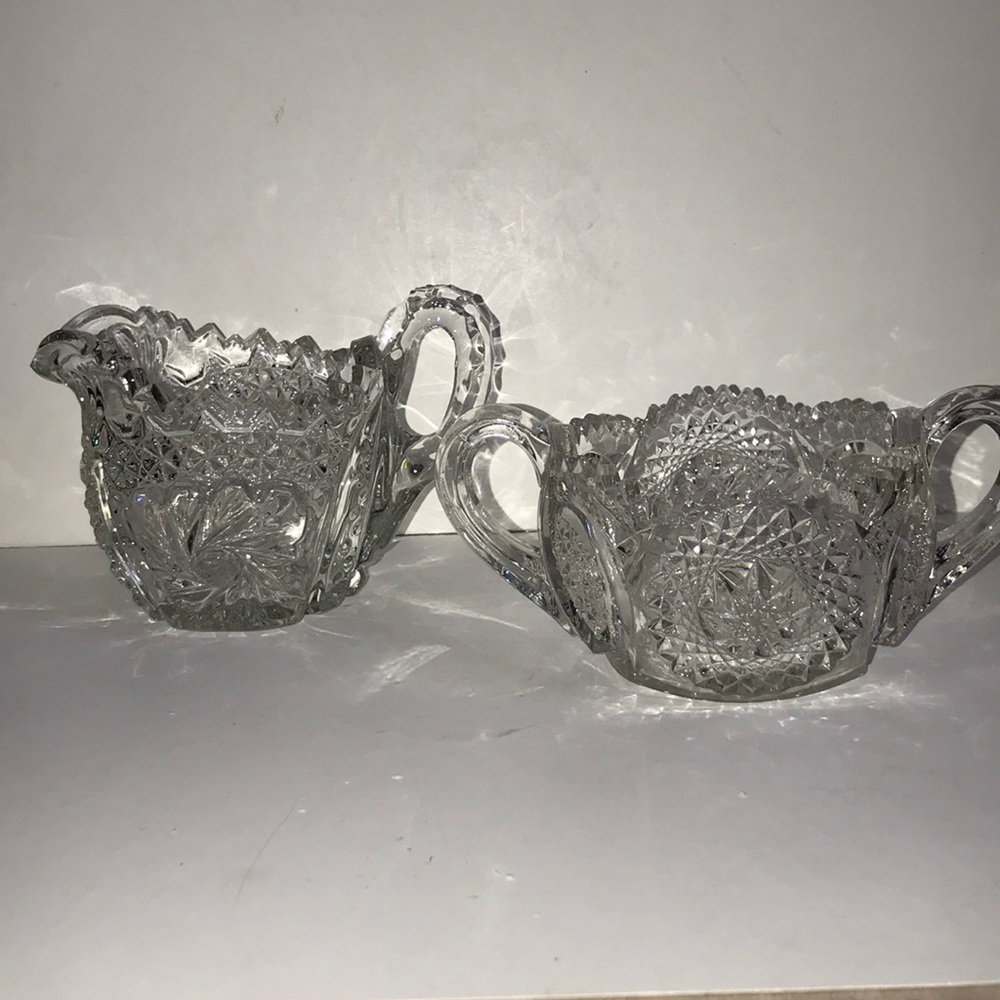 Vintage pressed glass cream and sugar
